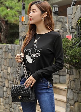 LouisAngel] ラインラインプリントロゴTシャツ ts18526 | 韓国