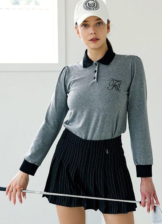 【QoG】[ゴルフウェア] ロゴ刺繍バイカラーポロシャツ ts18650