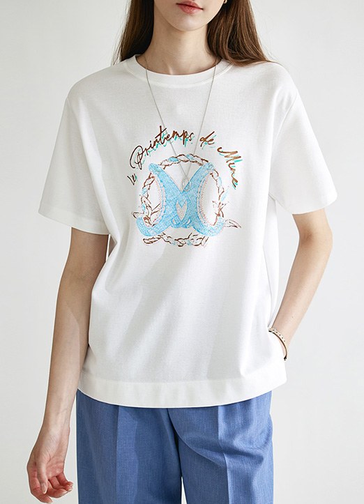 [THE ONME] ローププリントレタリングTシャツ ts25163