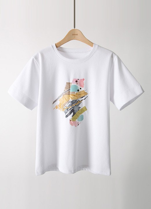 [THE ONME] ラメ入りコラージュTシャツ ts25491
