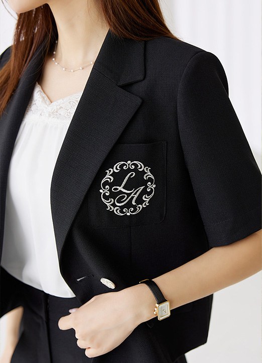 [Louis Angel] リネンライクイニシャル刺繍ロゴ半袖サマージャケット jk26271