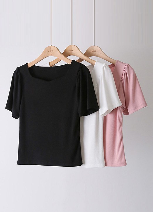 【1+1特価】][THE ONME] ハートネック半袖Tシャツ SET34070