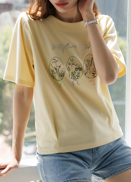 [THE ONME] フラワープリントタックＴシャツ ts34925