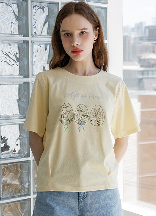 [THE ONME] フラワープリントタックＴシャツ ts34925