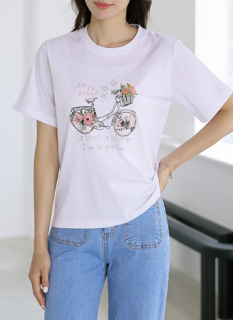 [LouisAngel] 自転車プリントTシャツ ts35383