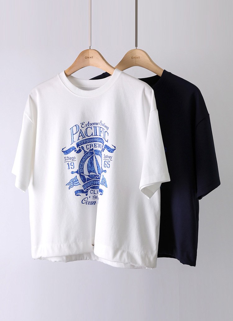 ウエストドロストマリンロゴプリントTシャツ ts35622