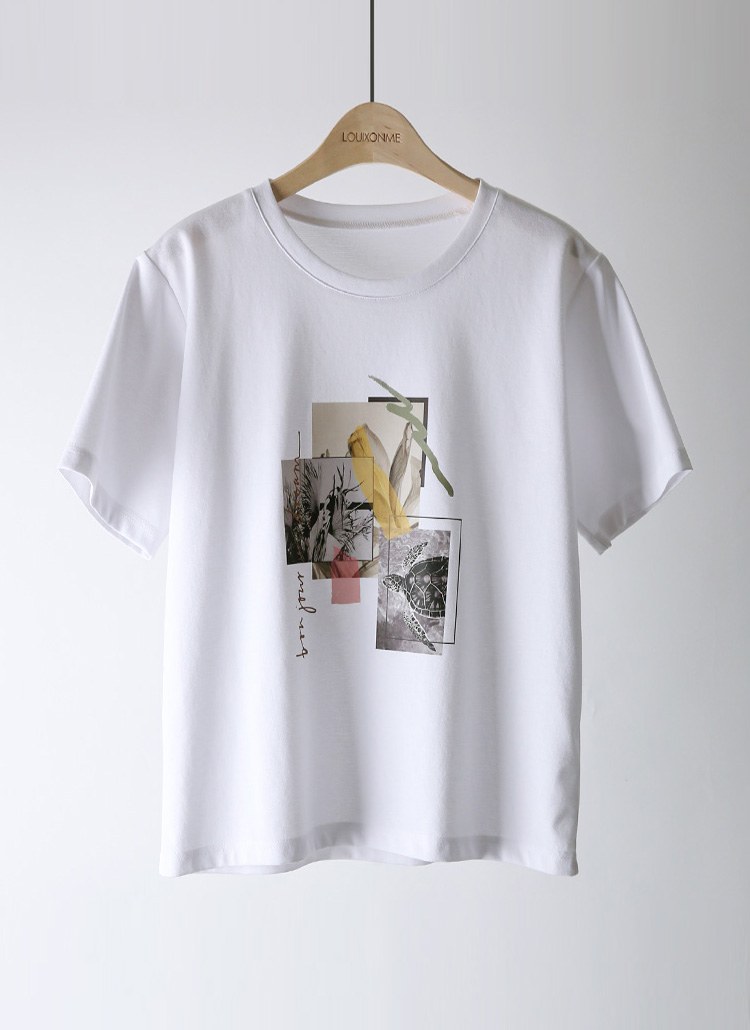 [LouisAngel] トロピカールコラージュプリントTシャツ ts35703