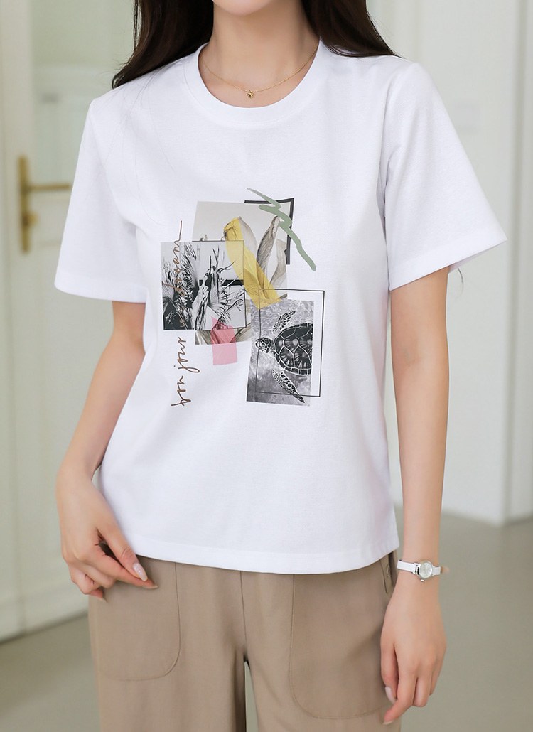 [LouisAngel] トロピカールコラージュプリントTシャツ ts35703