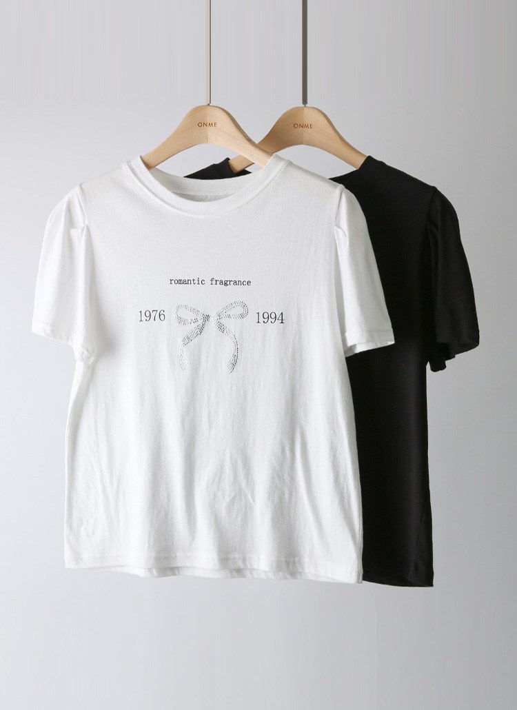 ラインストーン付きリボンTシャツ ts35799