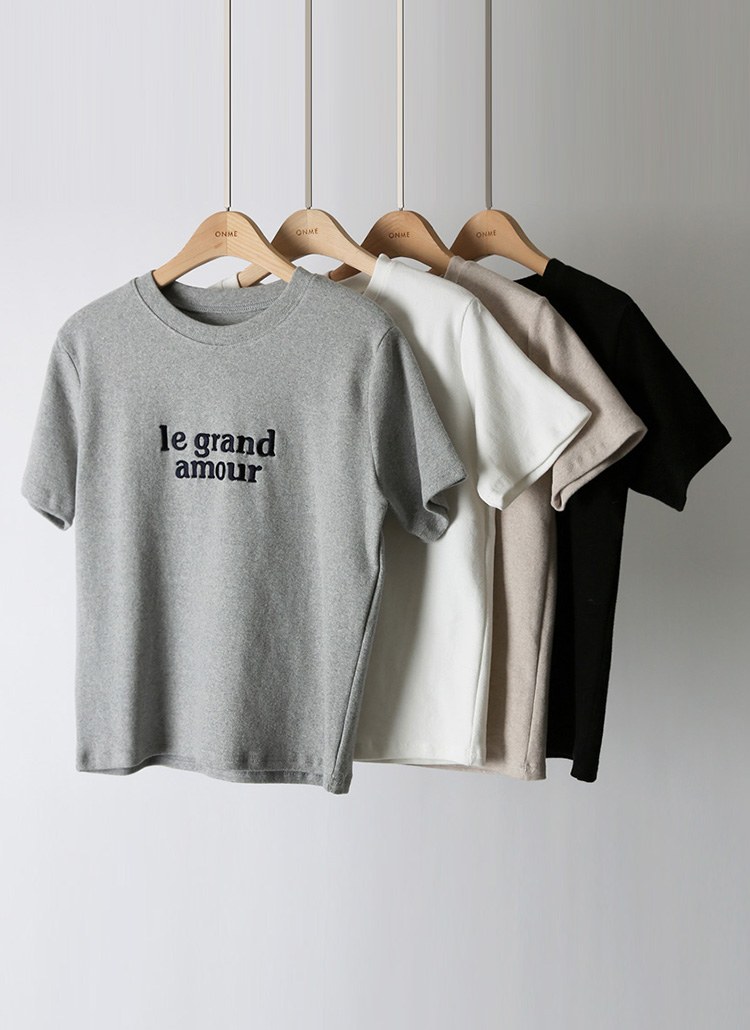 【4色展開】[THE ONME] レタリング刺繍半袖起毛インナーＴシャツ ts37689