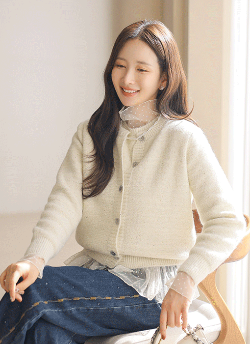 【2点セット】スパンコール付きノースリーブニット＆ニットカーディガン SET43060