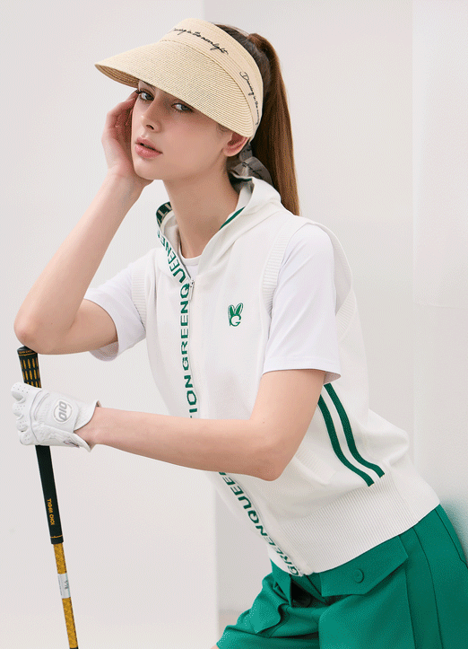 [QoG] レタリングバイカラーフードニットベスト vt39183