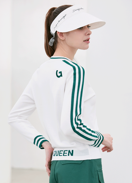 [QoG] ロゴ刺繍バイカラーラインニット nt39192