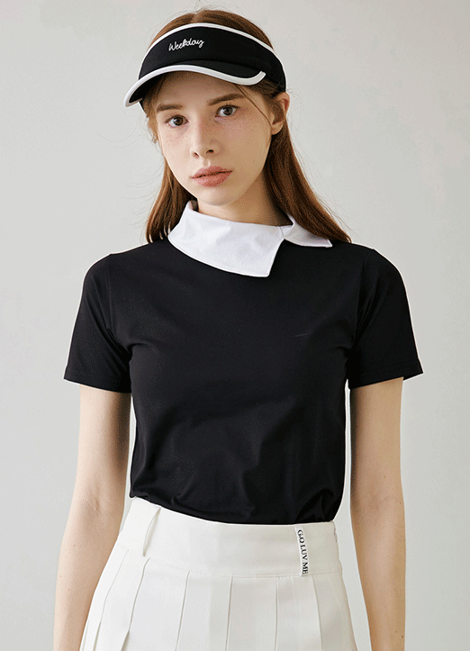 【ONME GOLF】アシンメトリー バイカラー 半袖ポロシャツ ts16686
