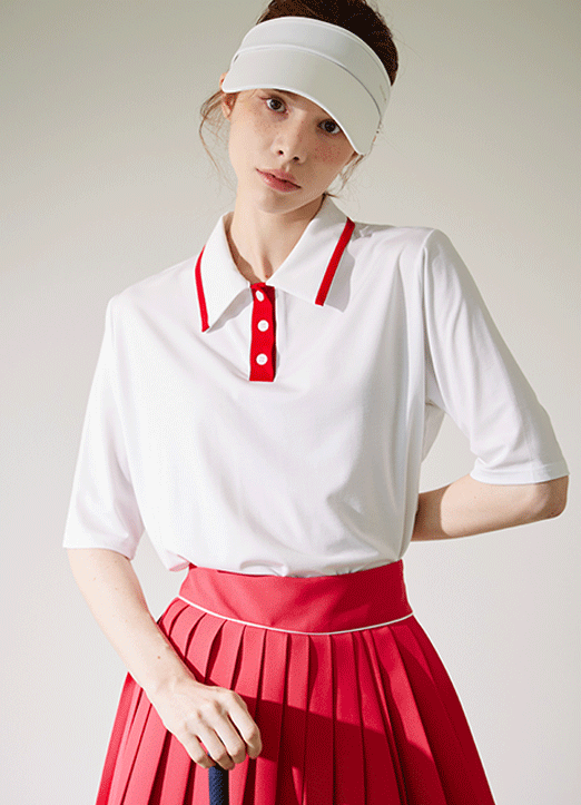 [QoG] 配色ラインポロシャツTシャツ ts25059