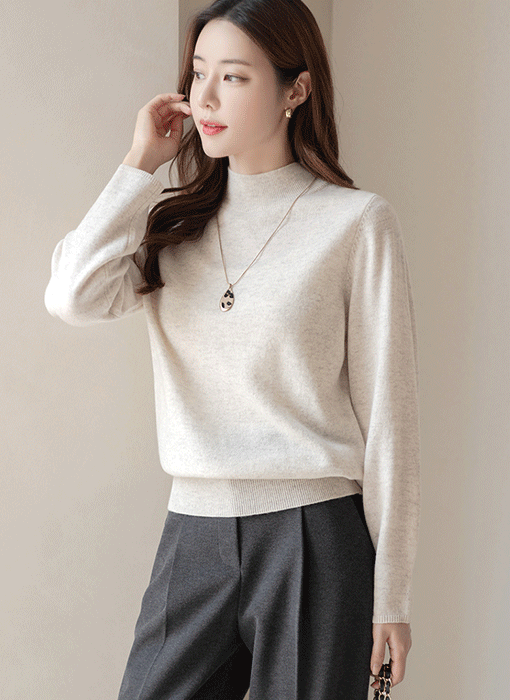 【4色展開】メリノウールハイネックベーシックニット nt30240