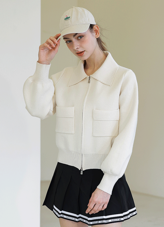 [QoG] ビックポケット ニットジップアップカーディガン cd32716