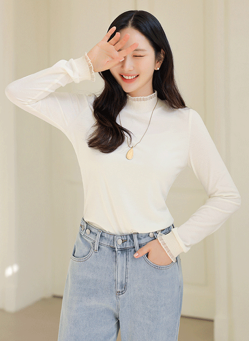 [LouisAngel] フリルハイネックプルオーバー ts37512