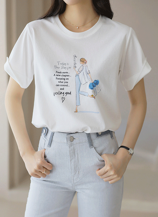 [LouisAngel] ラメレタリングガールズプリントTシャツ ts40098