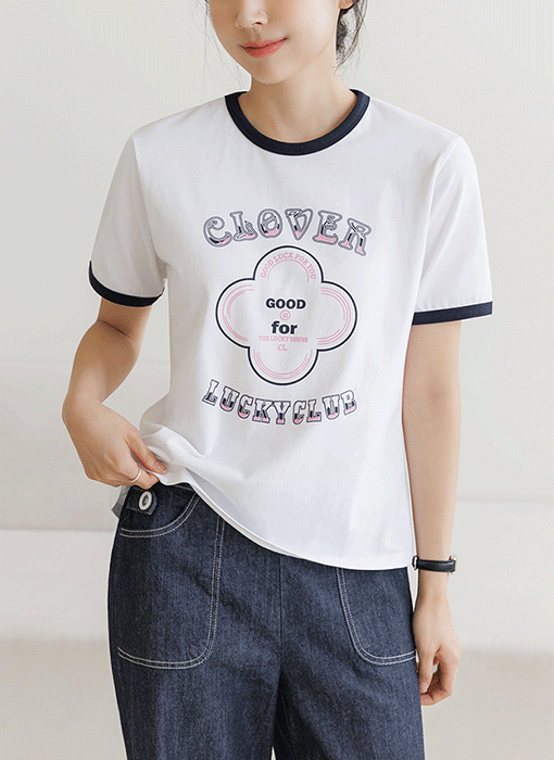 [THE ONME] クロバーロゴバイカラーＴシャツ ts40185