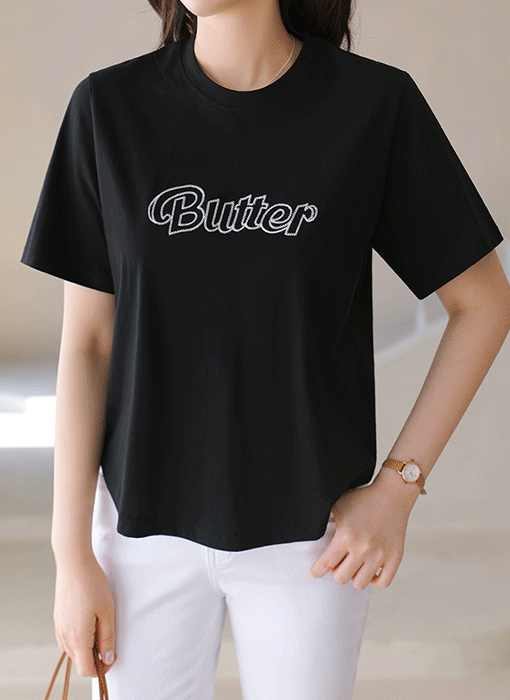 Butterレタリング刺繍Tシャツ ts40527