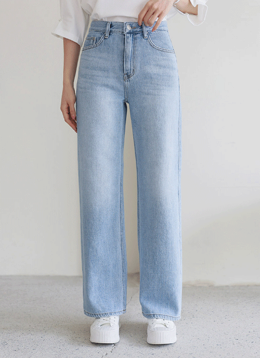 [THE ONME] ライトブルーセミワイドデニムパンツ pt33566
