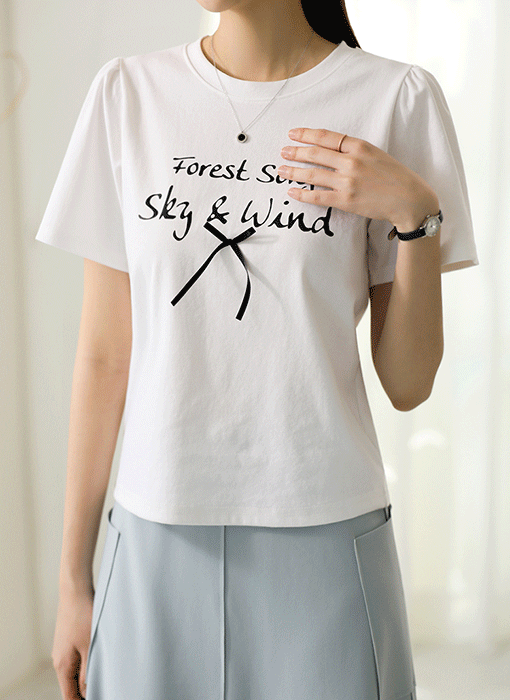 リボン付きフレアスリーブTシャツ ts41079
