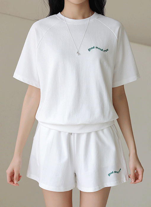 [THE ONME] レタリング刺繡ラグランスウェットTシャツ ts41103