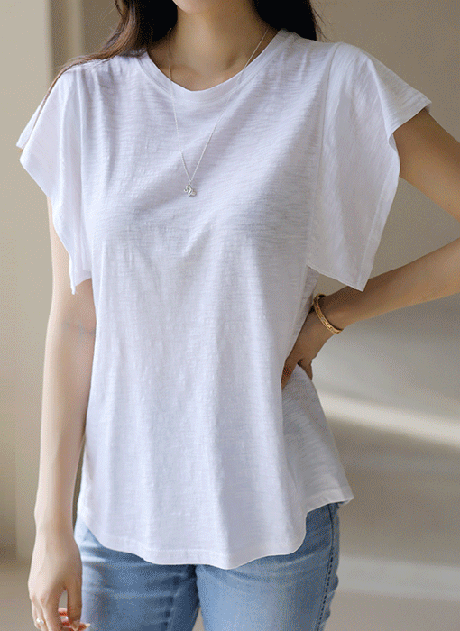 ラッフルスリーブスラブTシャツ ts41328