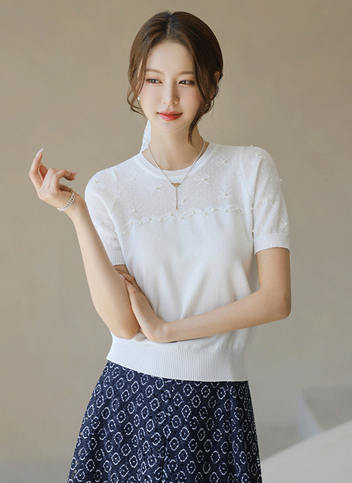 パールリボンジャガードニット nt39975