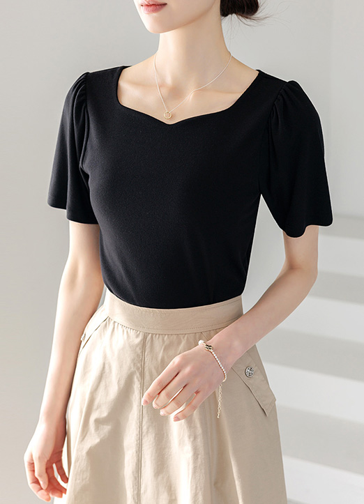 [THE ONME] ハートネック半袖Tシャツ ts34082