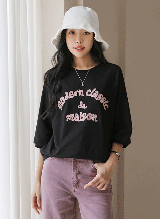 【4色展開】[THE ONME] レタリング刺繍7分袖ラグランTシャツ ts41767
