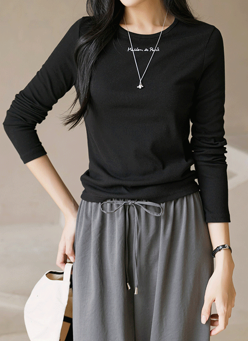 【4色展開】[THE ONME]レタリング刺繍クルーネックリブTシャツ ts41926