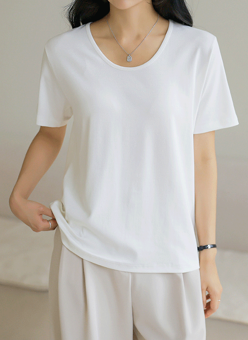 【6色展開】[THE ONME] ソフトタッチUネックモーダルＴシャツ ts39582