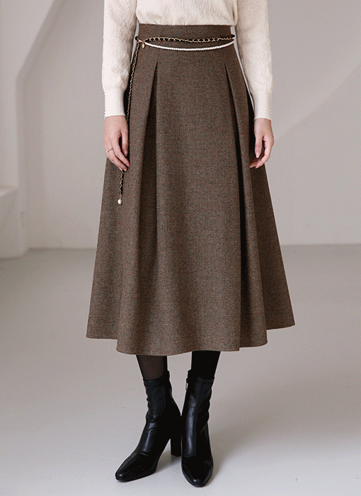 [LouisAngel] ウールブレンド タックプリーツスカートsk42658
