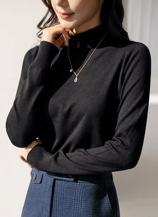 【14色展開】ソフトタッチビスコースモックネックニットnt17902 [半袖/長袖2種]