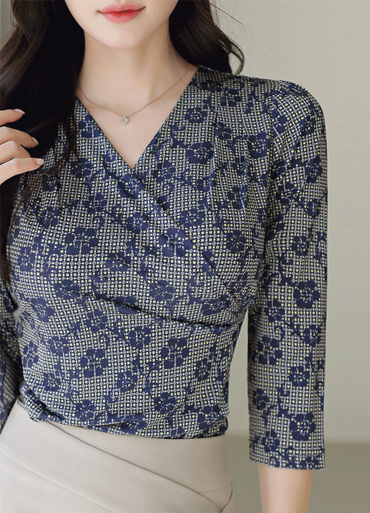 [LouisAngel] フラワー柄ラップデザインプルオーバー bl33170