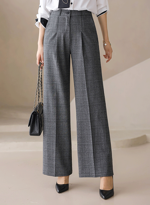 ウォームタッチチェックワイドスラックス pt42037