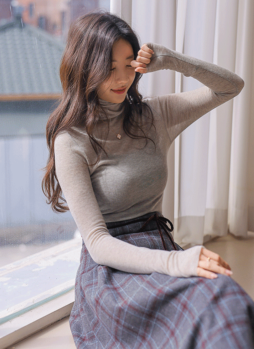 【8色展開】ウールブレンドタートルネックリブニット42748