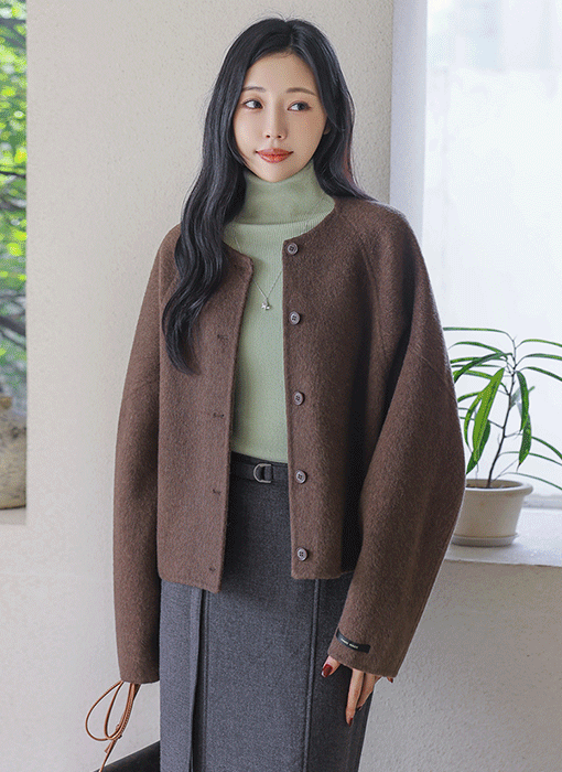 [THE ONME] アルパカウールノーカラージャケットコートct42781