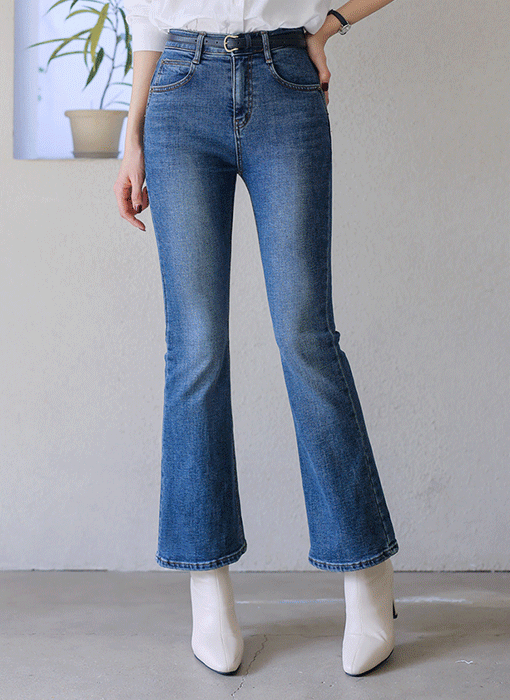 [THE ONME] ウエストゴムスリムフレアデニムパンツ pt42829