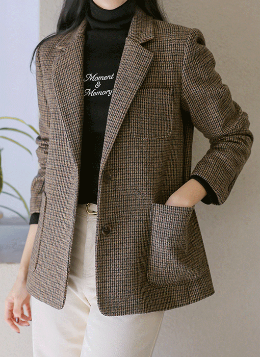 [THE ONME] ウールブレンドチェックテーラードジャケット jk42859