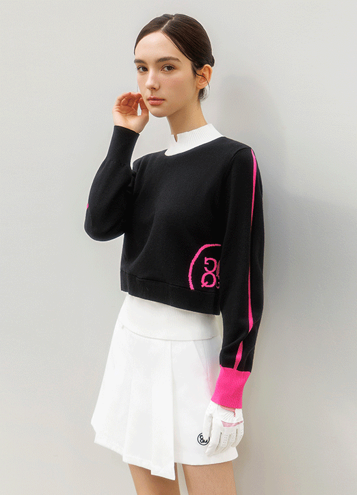 [QoG] レイヤード風スリットハイネックバイカラーニット nt42883