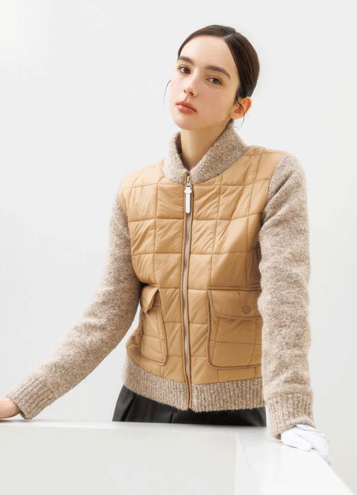 [QoG] ブークレニットドッキングキルティングジップアップジャケット jp42928