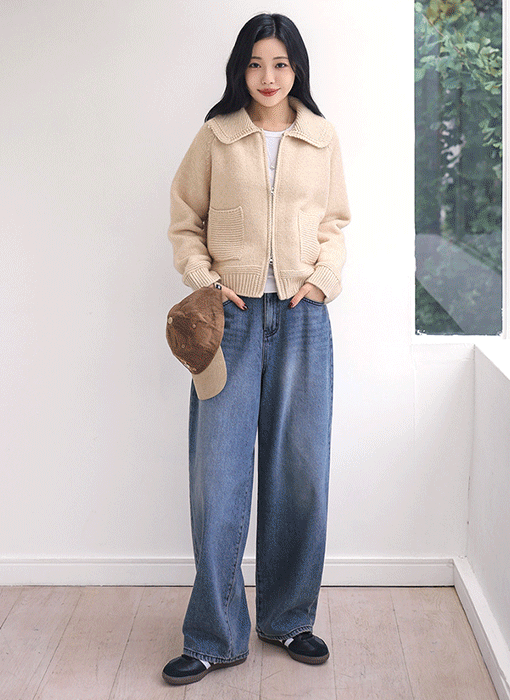 [THE ONME] ナチュラルウォッシュデニムワイドパンツ pt42958