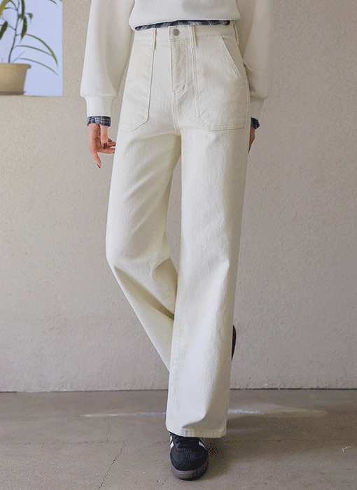 [THE ONME] フロントポケットワイドコットンパンツ pt43048