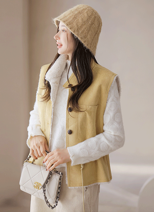 裏ファー付きムートンベスト vt43090