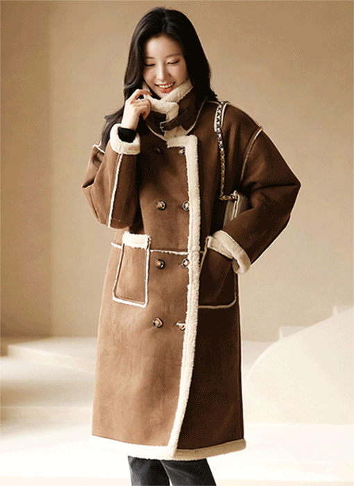 フェイクムートンファーロングコートct43228