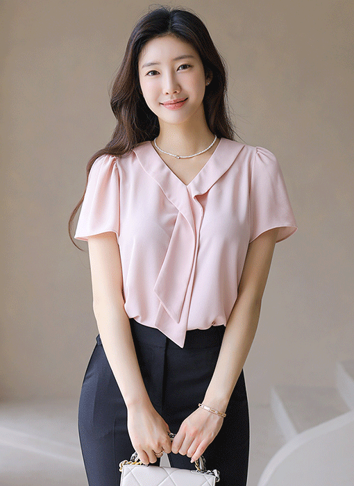 ラッフルボータイフレアスリーブブラウス bl41459