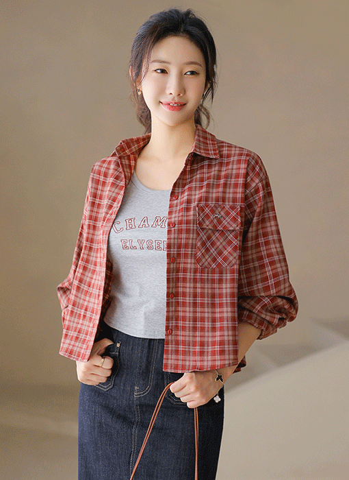 【2点特価】チェックシャツ＆レタリングタンクトップセットアップ SET41788